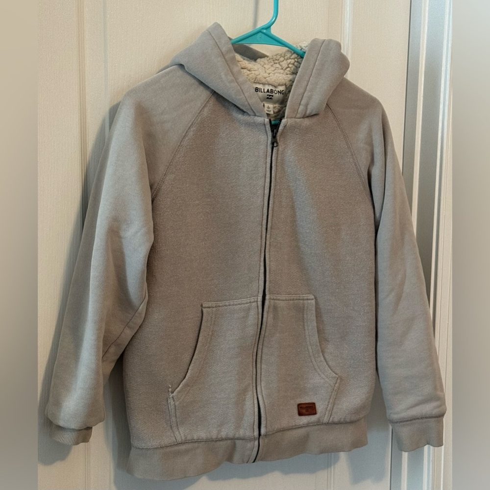 Billabong Sherpa lined hoodie boys jacket size Large